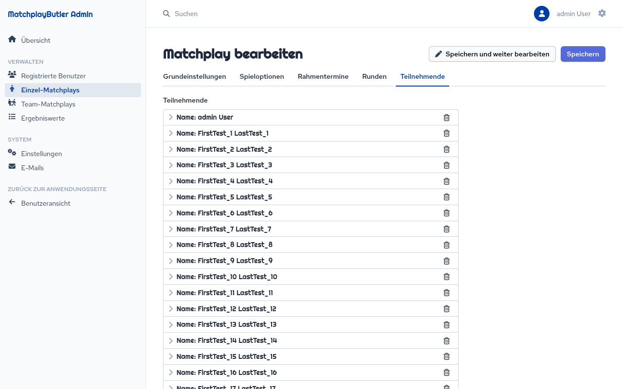 Tab Participants mit Teilnehmerliste
